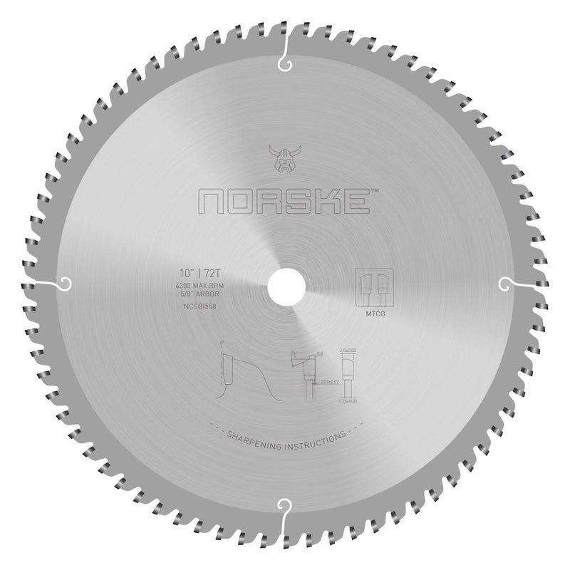Norske Tools NCSBI558 10 inch 72T Ferrous Metal Cutting Saw Blade Industrial Quality Made of Japanese Steel 5/8" Bore - Image 2